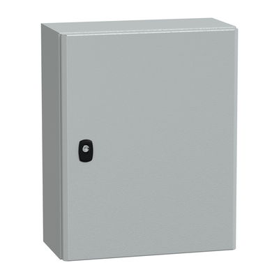 "Wall mounted steel enclosure, PanelSeT S3D, plain door, with mounting plate, 500x400x200mm, IP66, IK10"