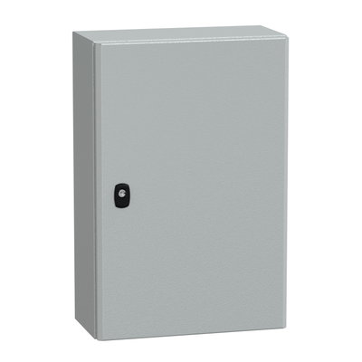 "Wall mounted steel enclosure, PanelSeT S3D, plain door, without mounting plate, 600x400x200mm, IP66, IK10"