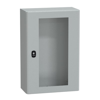 "Wall mounted steel enclosure, PanelSeT S3D, transparent door, without mounting plate, 600x400x200mm, IP66, IK08"