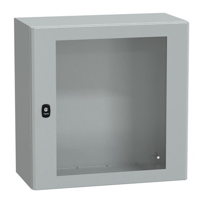 "Wall mounted steel enclosure, PanelSeT S3D, transparent door, without mounting plate, 600x600x300mm, IP66, IK08"