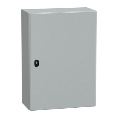 "Wall mounted steel enclosure, PanelSeT S3D, plain door, with mounting plate, 700x500x250mm, IP66, IK10"