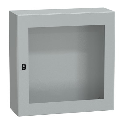 "Wall mounted steel enclosure, PanelSeT S3D, transparent door, without mounting plate, 800x800x300mm, IP66, IK08"