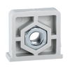 Plastic nut and M6 screw placed in the notches of PLM for DIN rail