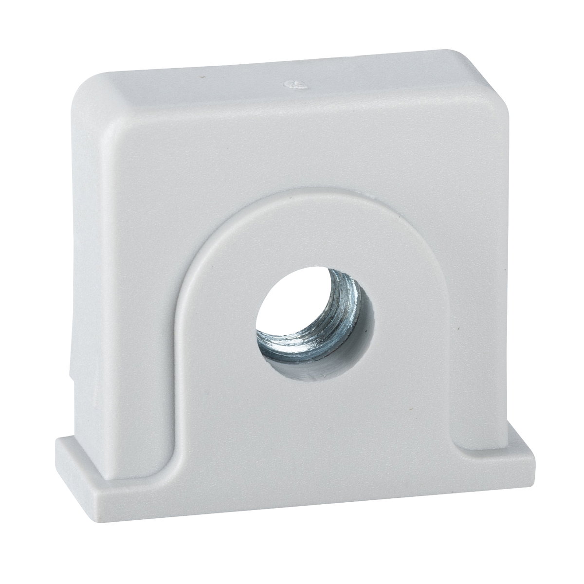 Plastic nut and M6 screw placed in the notches of PLM for DIN rail