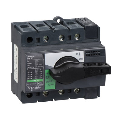 Switch disconnector, Compact INS80 , 80 A, standard version with black rotary handle, 3 poles