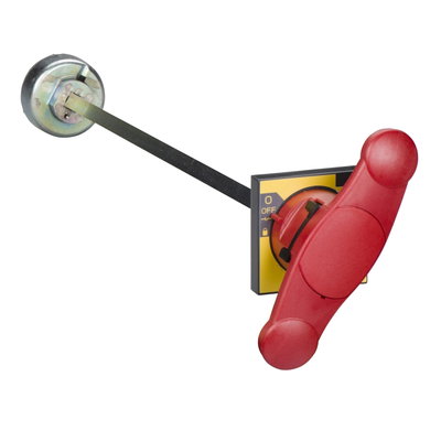 Extended rotary handle, front control, Compact INS/INV 320 to 630, Compact INSJ400, red handle on yellow front