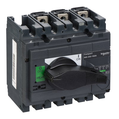 Switch disconnector, Compact INS250-160, 160 A, standard version with black rotary handle, 3 poles