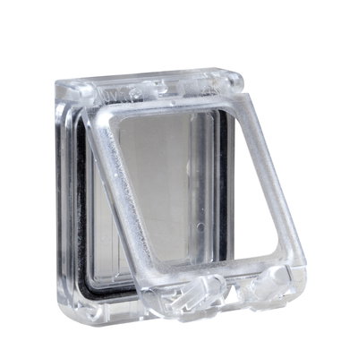 Plastic window with hinged transparent cover. IP 65, L78xW130xD15mm.