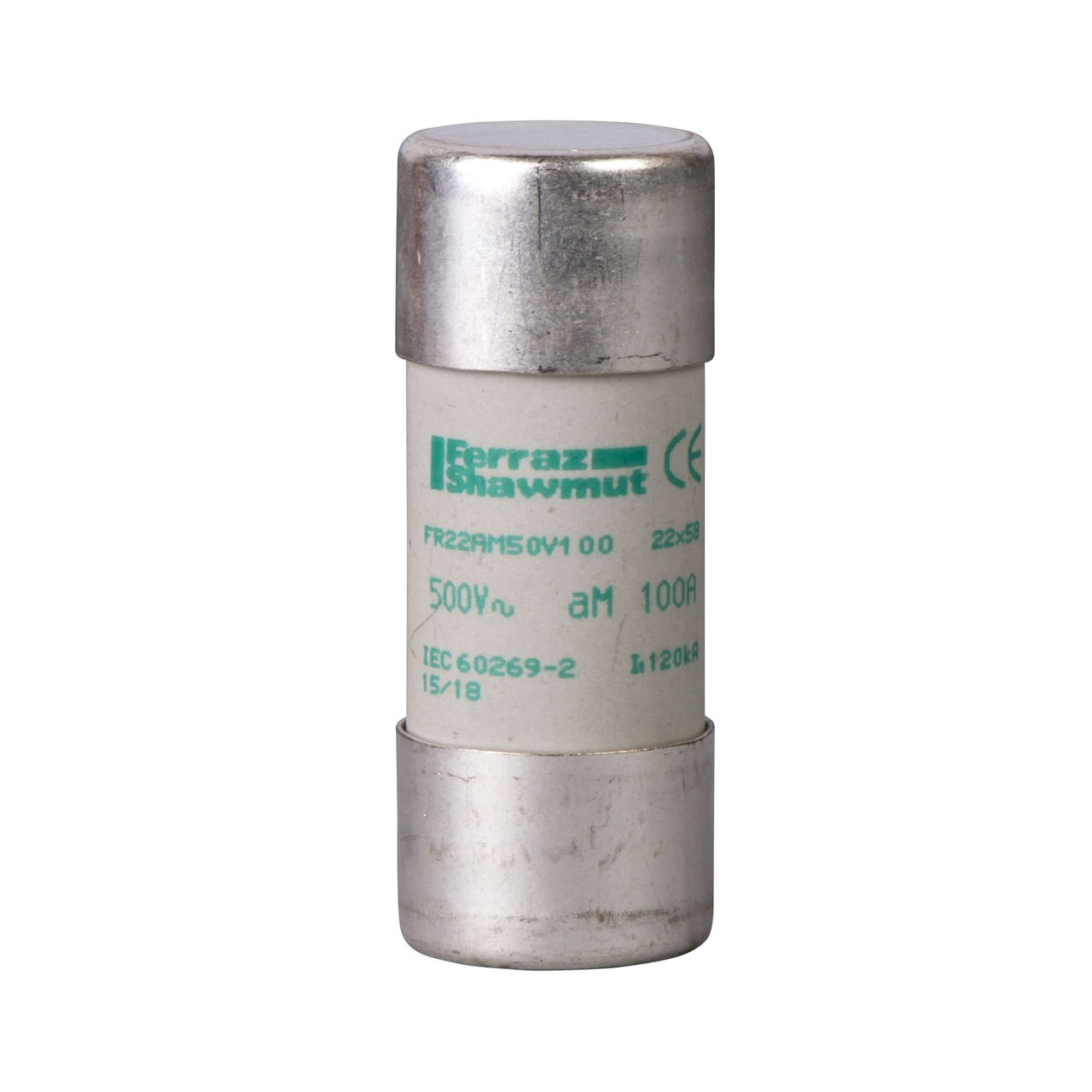 NFC cartridge fuses, Tesys GS, cylindrical, 22 mm x 58 mm, fuse type aM, 500 VAC, 100 A, without striker