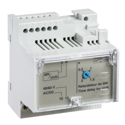 Adjustable time delay relay for MN voltage release, 100/130 VDC, 100/130 VAC 50/60 Hz