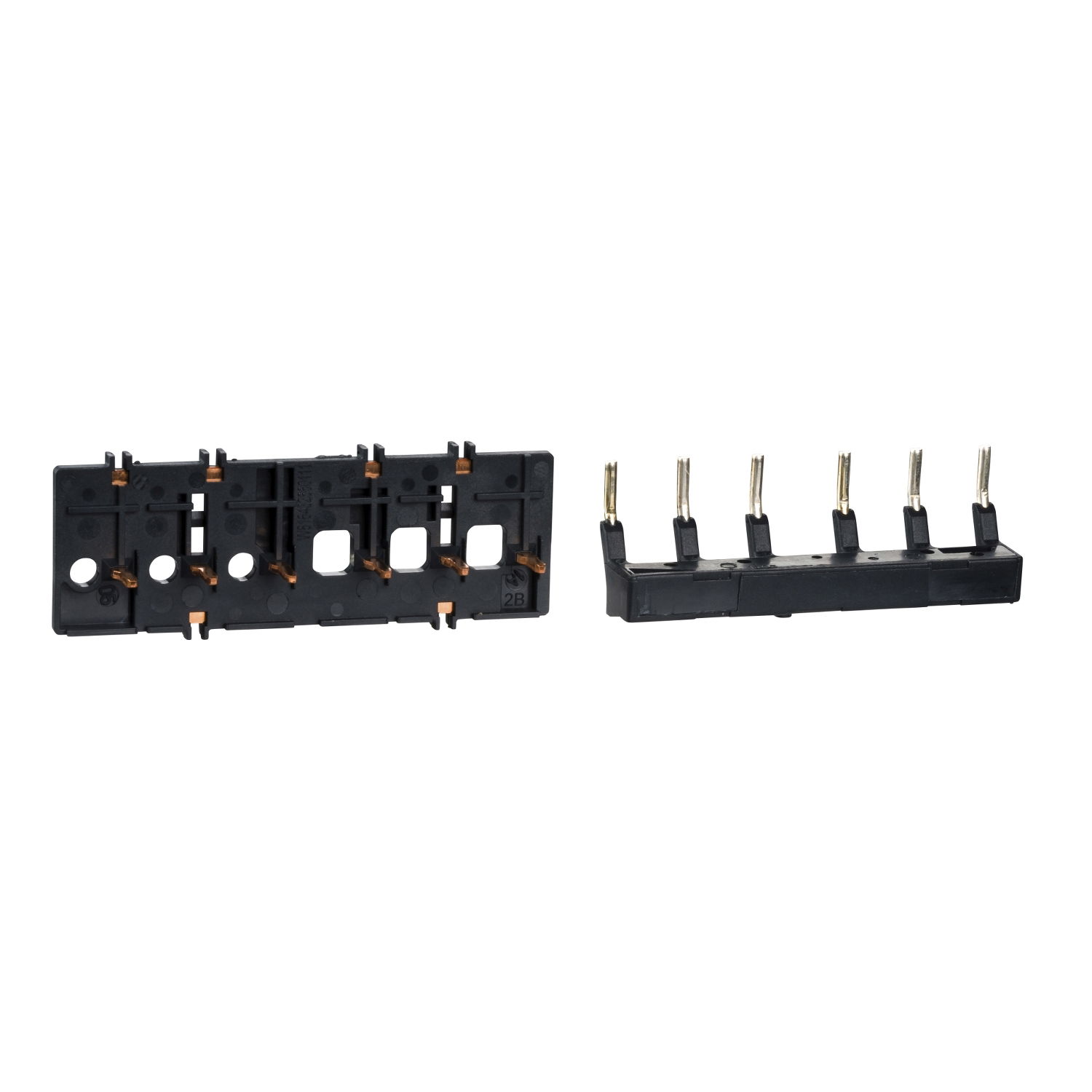 Set of parallel and inversing busbars, for 3P reversing contactors assembly with GV2RS, LC1D09-D38 lugs terminals