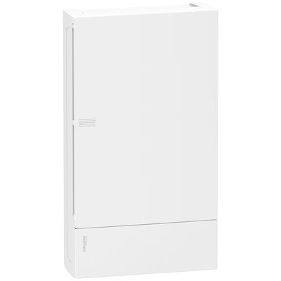 Enclosure, Resi9 MP, surface mounting, 3 rows of 12 modules, IP40, white door, 1 earth + 1 neutral terminal blocks