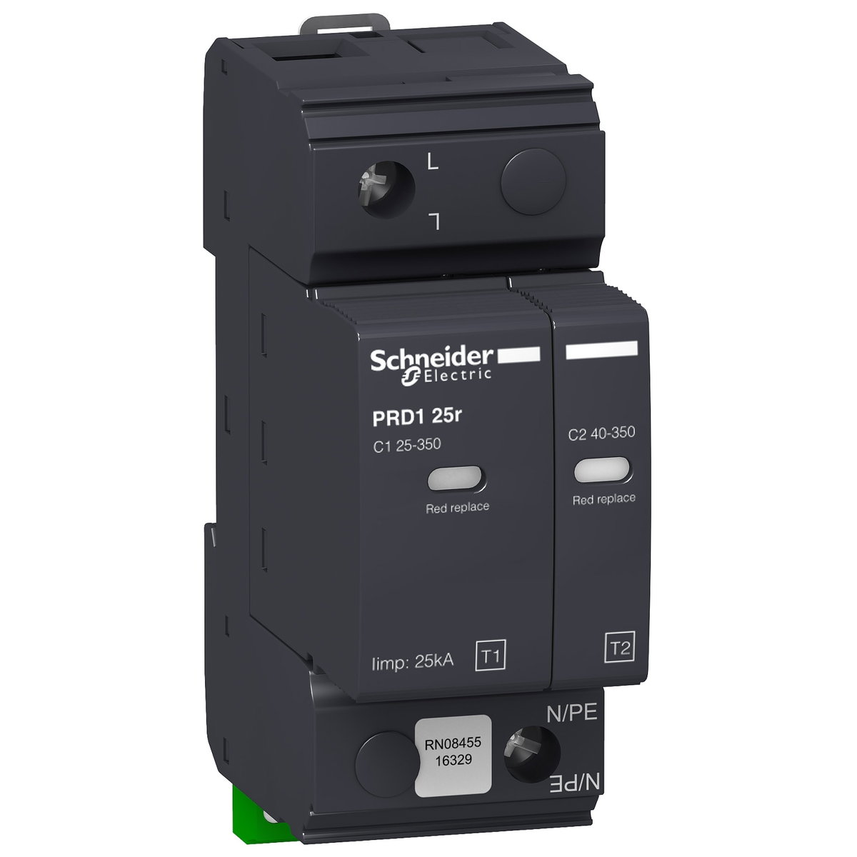 PRD1 25r modular surge arrester - 1 pole - 350V - with remote transfer