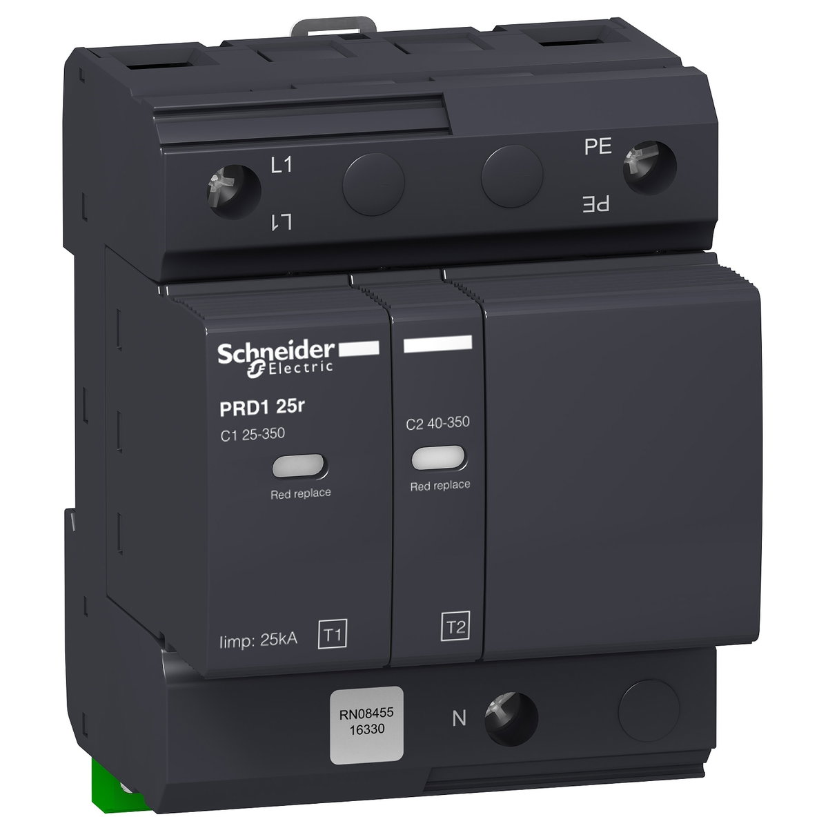 PRD1 25r modular surge arrester - 1 pole + N - 350V - with remote transfer