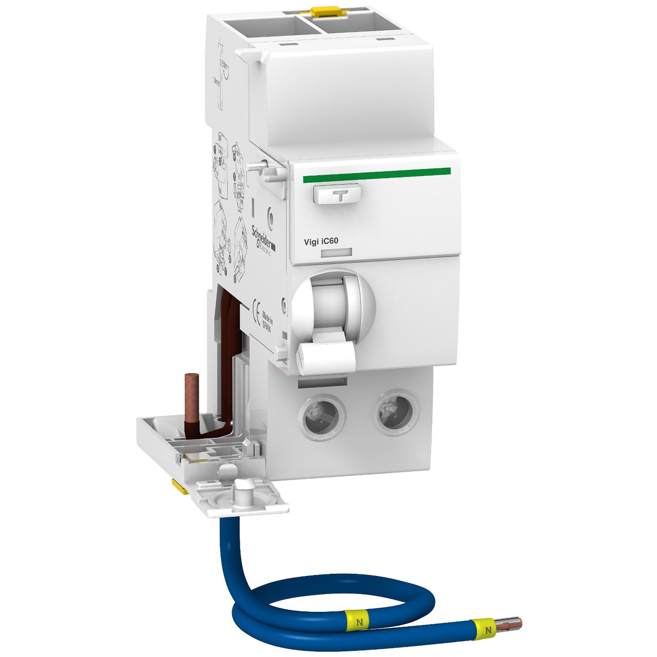 Vigi iC60 - earth leakage add-on block - 1P + N - 63A - 30mA - A type