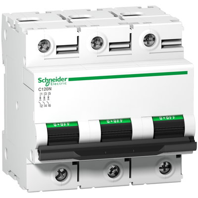 Miniature circuit-breaker, Acti9 C120N, 3P, 80 A, C curve, 10000 A (IEC 60898-1), 10 kA (IEC 60947-2)