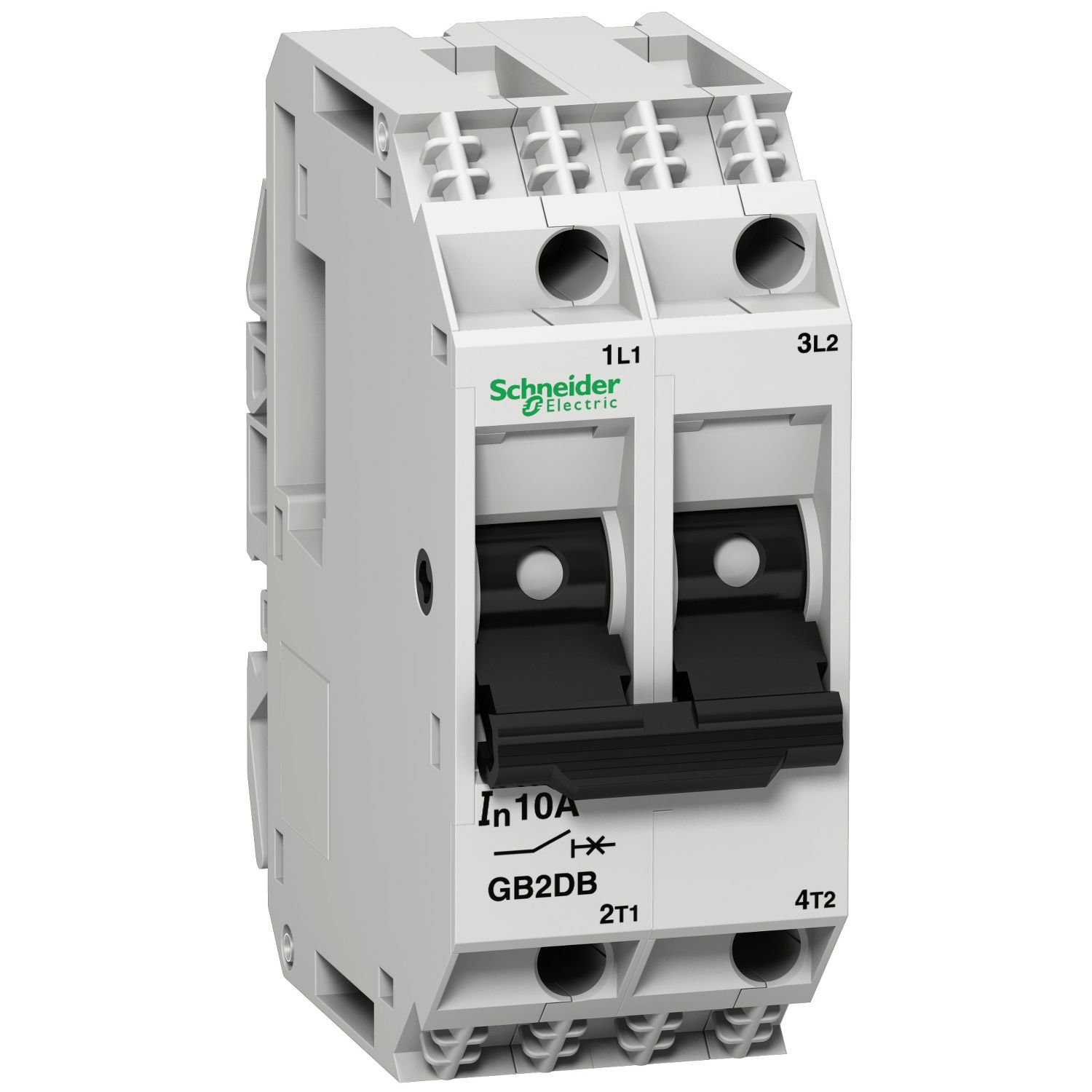 Thermal magnetic circuit breaker, TeSys GB2, 2P, 4 A, Icu 3 kA@415 V
