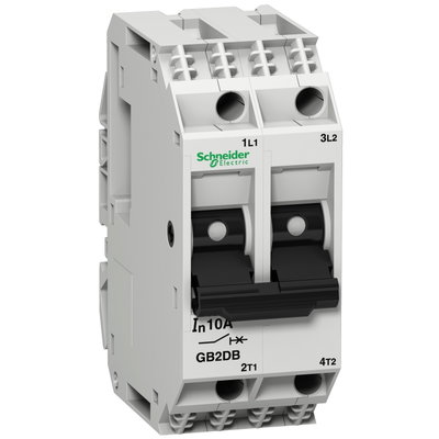 Thermal magnetic circuit breaker, TeSys GB2, 2P, 4 A, Icu 3 kA@415 V