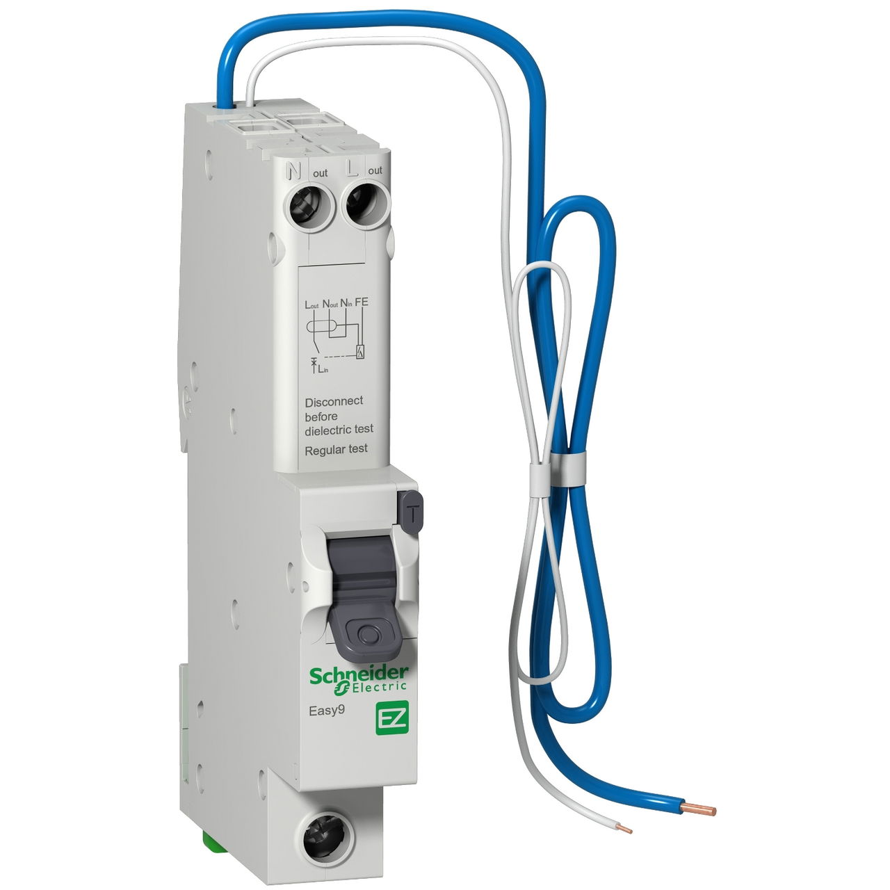 Easy9 RCD with overcurrent protection - 1P + Ns - 10 A - B curve - 6000 A - 30mA