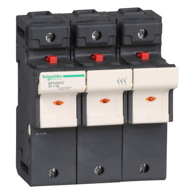 Fuse carrier TeSys DF, 3P 125A, fuse size 22x58 mm, blown fuse indicator