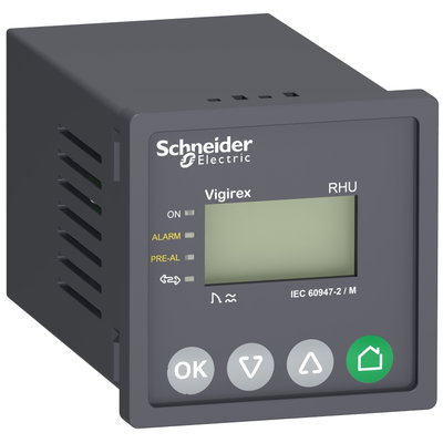 Residual current protection relay, Vigirex RHU, 30 mA to 30 A, 110/130 VAC 50/60Hz, communicating, front panel mounting