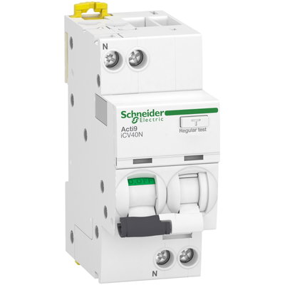Residual current breaker with overcurrent protection (RCBO), Acti9 iCV40, 1P+N, 32 A, C Curve, 6000 A, 30 mA, A type