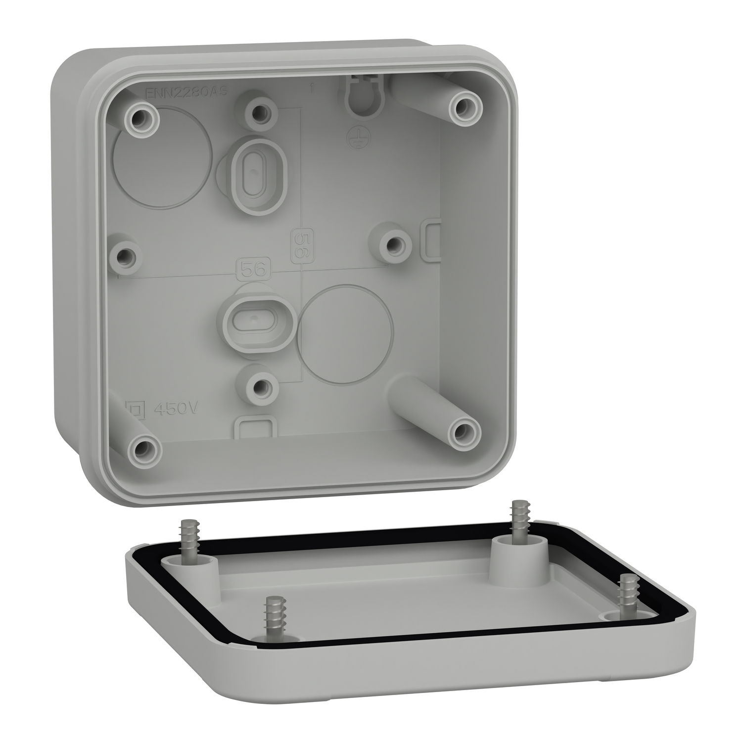 PC box IP66 IK08 RAL7035 Int.H80W80D65 Ext.H89W89D51 opaque PC cover H10 – Image 2 of 3