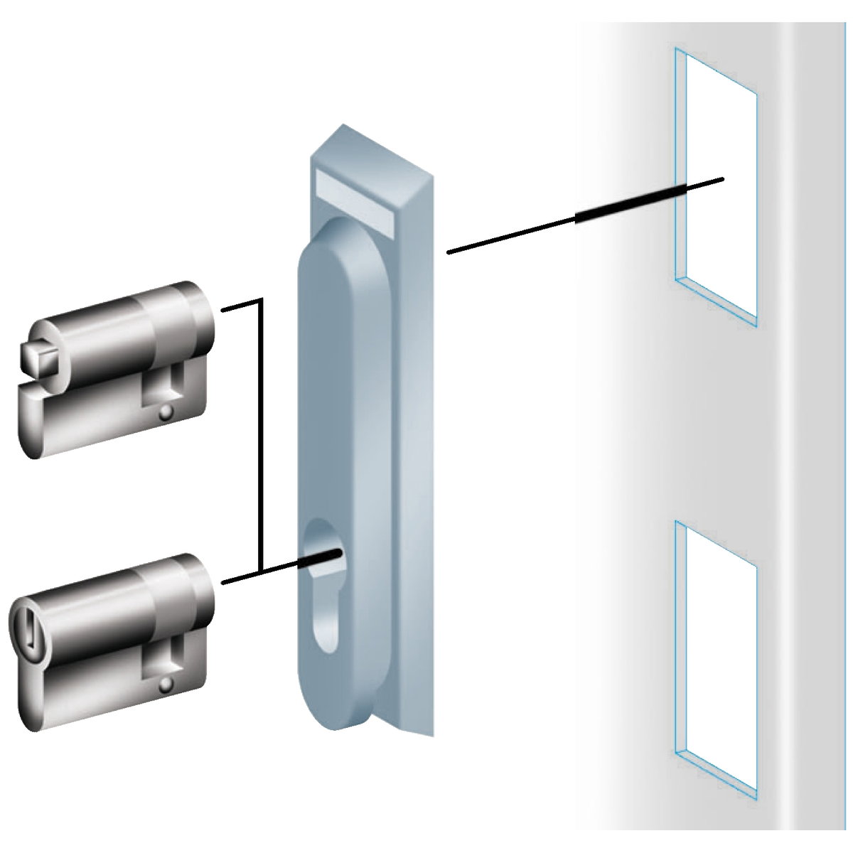 Taping device for retractable handle of 3 point lock PLM or PLD-for manual use