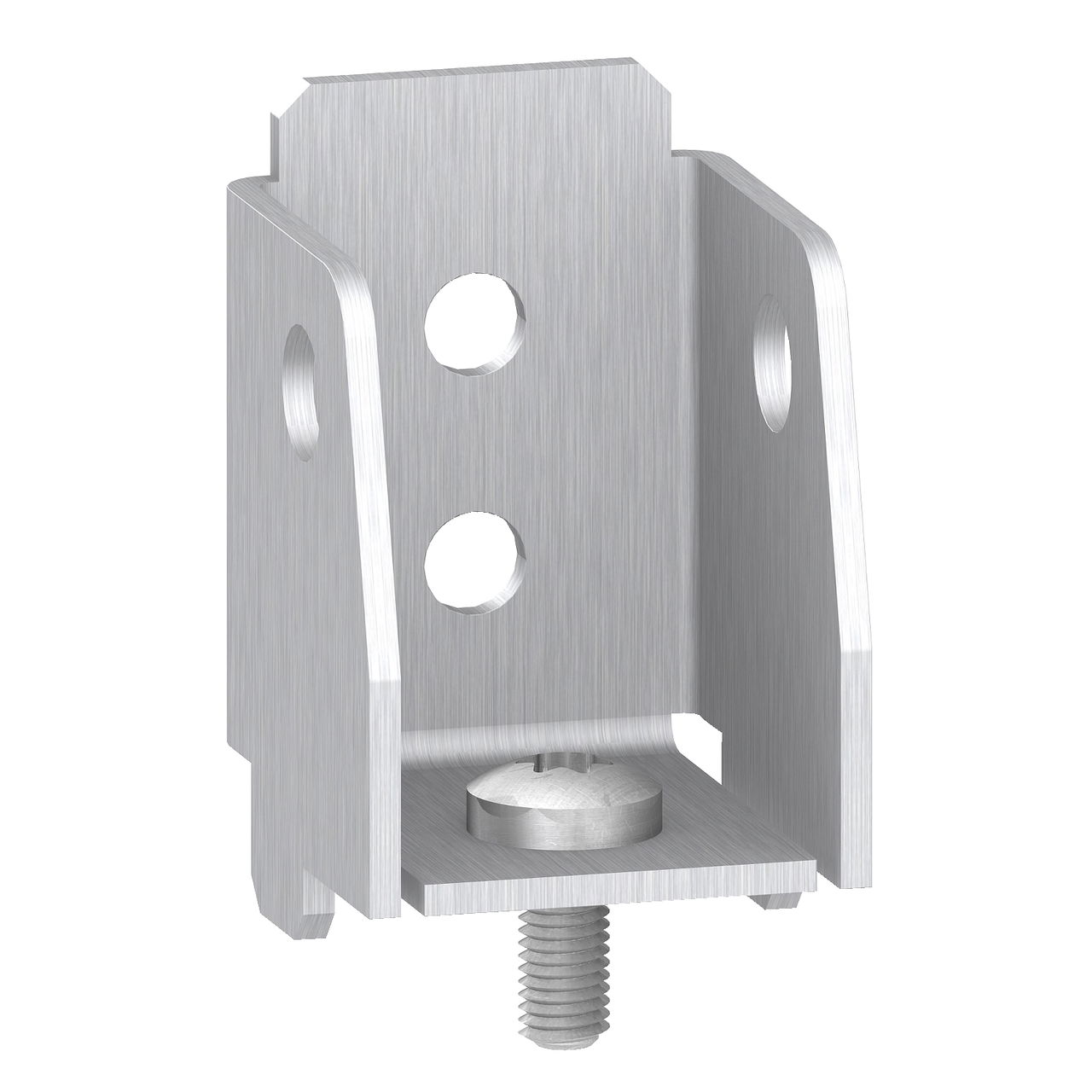 Fixing brackets for internal fixing of vertical rails at the same level of base