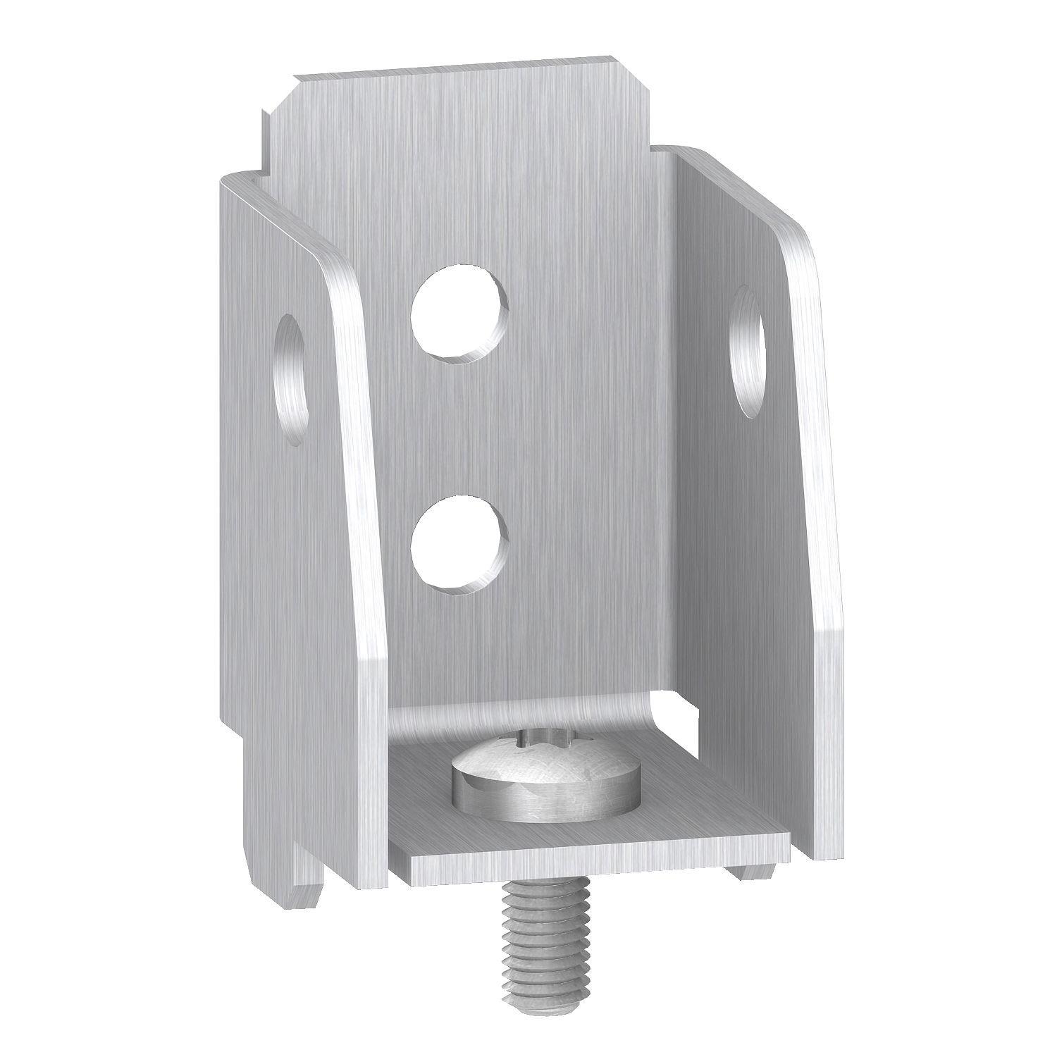 Fixing brackets for internal fixing of vertical rails at the same level of base