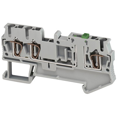SPRING TERMINAL, KNIFE DISCONNECT, 3 POINTS, 2,5MM², GREY