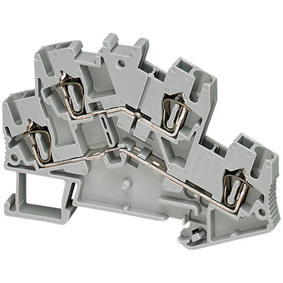 SPRING TERMINAL, DOUBLE LEVEL, 4 POINTS, 2,5MM², GREY