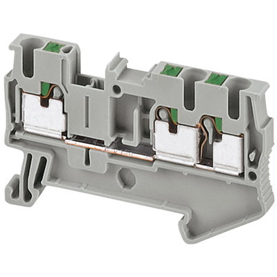 PUSH-IN TERMINAL, FEED THROUGH, 3 POINTS, 2,5MM², GREY