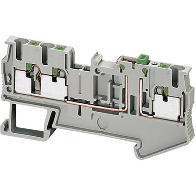 PUSH-IN TERMINAL, KNIFE DISCONNECT, 3 POINTS, 2,5MM², GREY