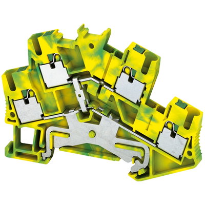 PUSH-IN TERMINAL, DOUBLE LEVEL, PROTECTIVE EARTH, 4 POINTS, 2,5MM²