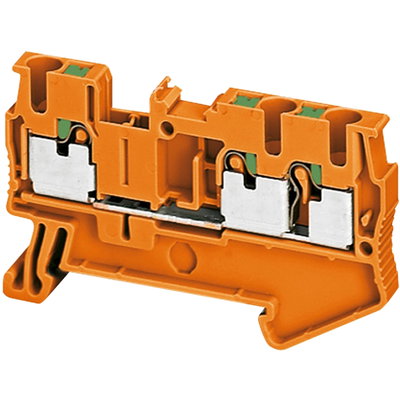 PUSH-IN TERMINAL, FEED THROUGH, 3 POINTS, 2,5MM², ORANGE