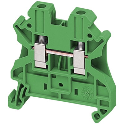 SCREW TERMINAL, FEED THROUGH, 2 POINTS, 4MM² , GREEN