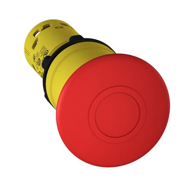 Monolithic emergency stop, plastic, red mushroom Ø40, Ø22, latching push-pull, 1 NO + 1 NC