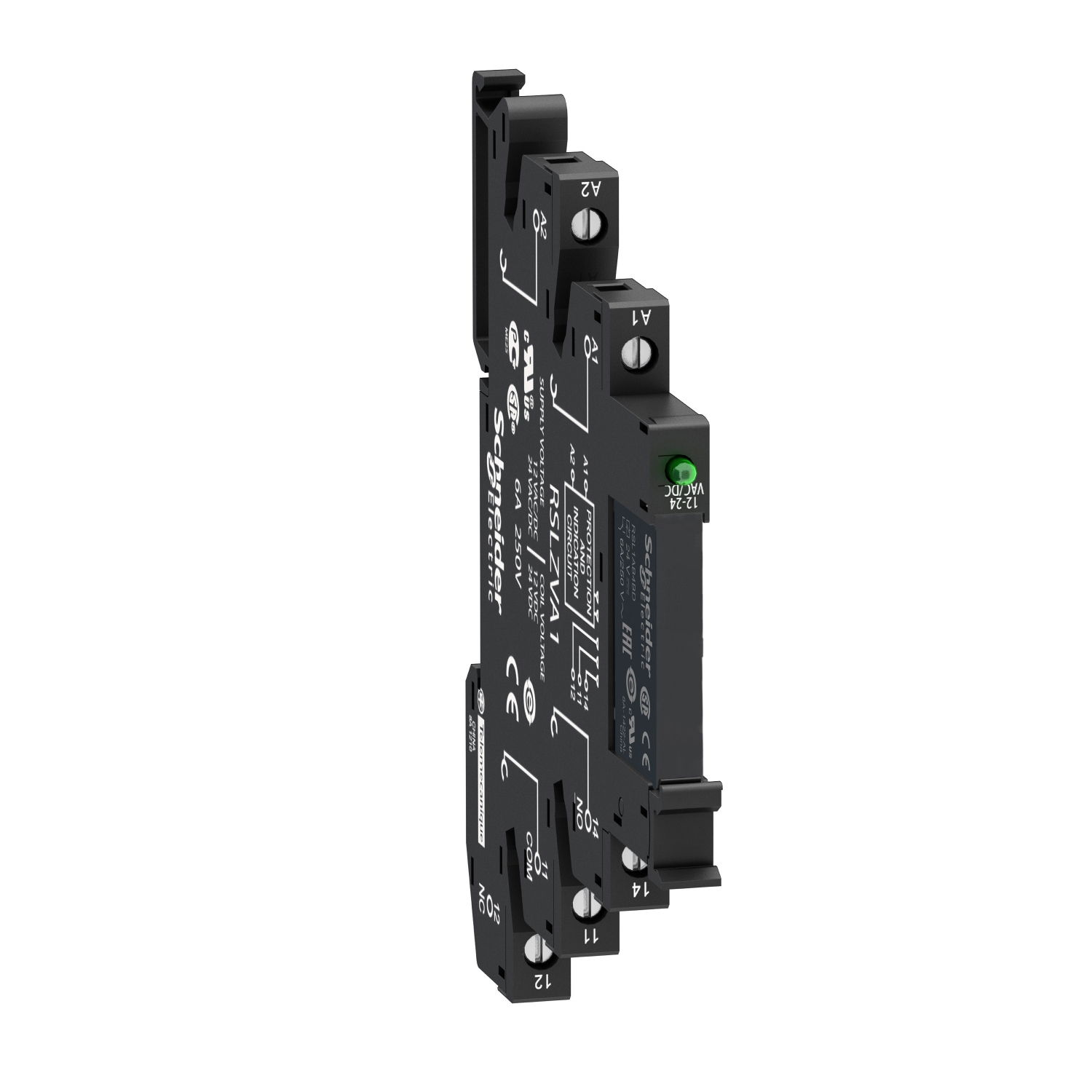Slim interface relay pre-assembled, 6 A, 1 CO, LED, protection module, spring terminal, 24 V AC