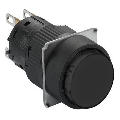 Round black pushbutton Ø 16 - flush spring return - 1OC