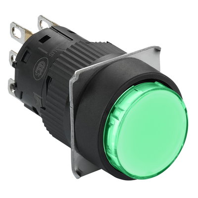 Round green pushbutton Ø 16 - flush spring return - 1OC