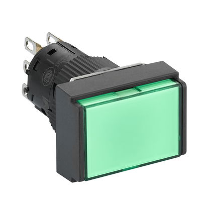 Rectangle green illuminated pushbutton Ø16-flush springreturn-24 VDCpolarised1CO