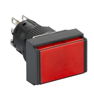 Rectangle red illuminated pushbutton Ø16-flush springreturn-24 VDC polarised-1CO