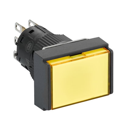 Rectangle yellow illuminated pushbutton Ø16-flush springreturn24 VDCpolarised1CO