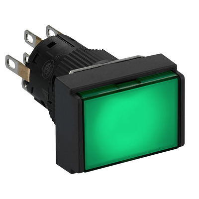 Rectangle green illuminated pushbutton Ø16-flush springreturn-24 VDCpolarised2CO