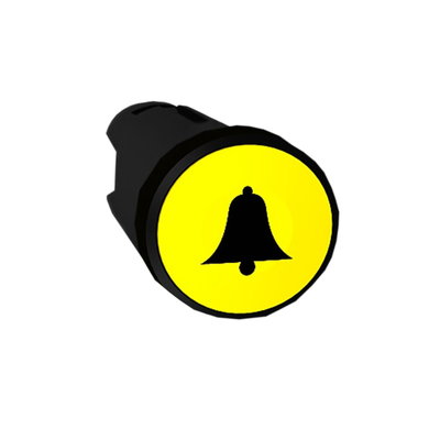 Yellow flush pushbutton head Ø22 spring return "bell symbol"