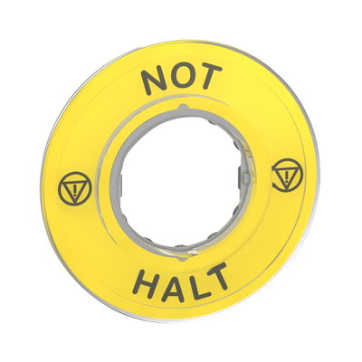 Schild Ø60 für Not-Halt-Taster, NOT-HALT/Logo ISO13850