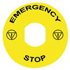 Marked legend Ø90 for emergency stop - EMERGENCY STOP/logo ISO13850