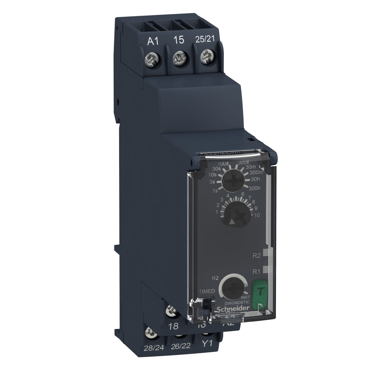 Modular timing relay, 8 A, 2 CO, 0.05 s...300 h, off delay, 24...240 V AC/DC
