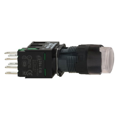 White projecting complete illum pushbutton Ø16 spring return 1NO 12...24V
